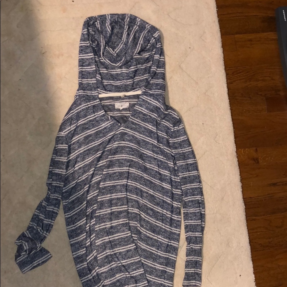 blue and white striped hoodie
